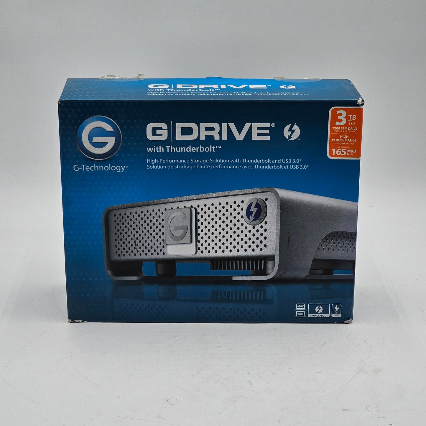 G Drive Thunderbolt External Hard Drive USB 3000GB Silver