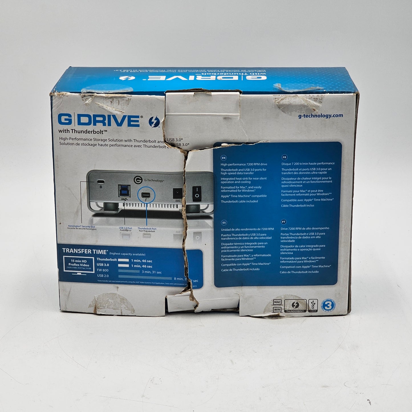 G Drive Thunderbolt External Hard Drive USB 3000GB Silver