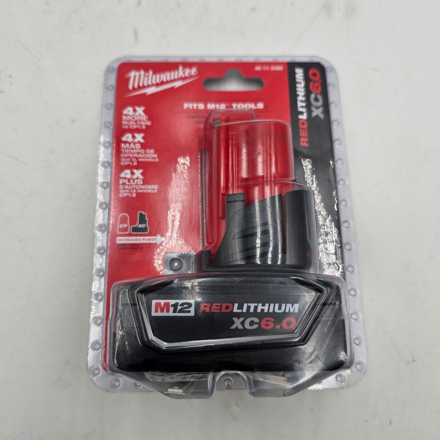 New Milwaukee M12 12 Volt Lithium Ion XC Extended Capacity 6.0Ah Battery Pack 48 11 2460