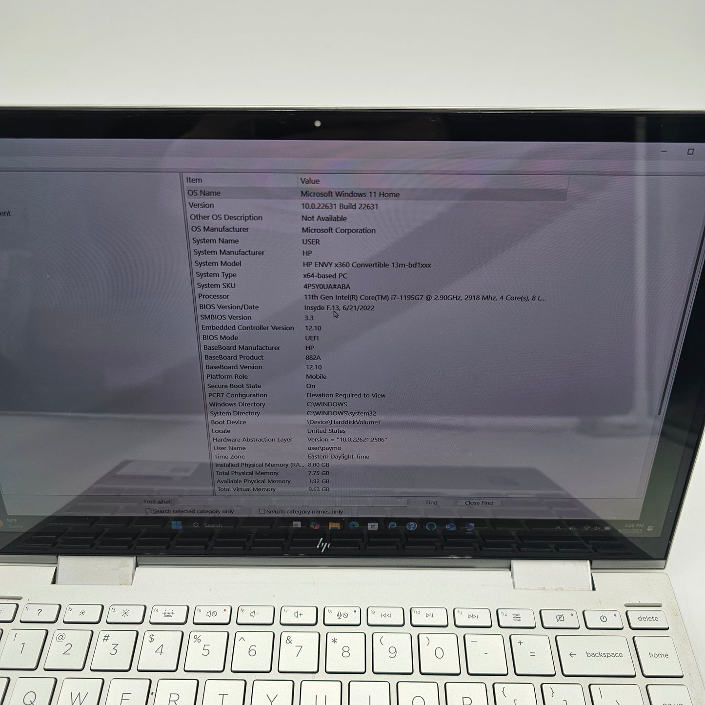 HP Envy x360 Intel Core i7-1195G7 8GB RAM 512GB Storage Silver