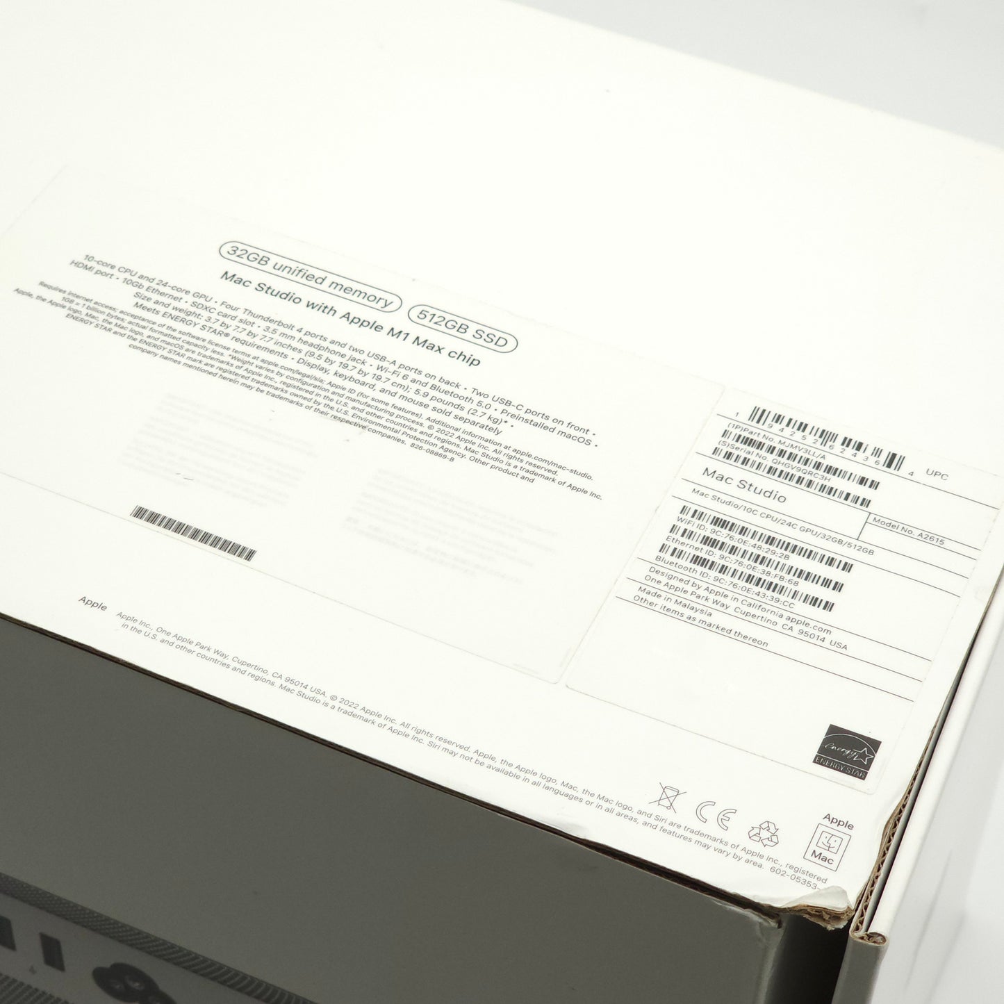 2022 Apple Mac Studio M1 Max 3.2GHz 32GB 512GB Silver