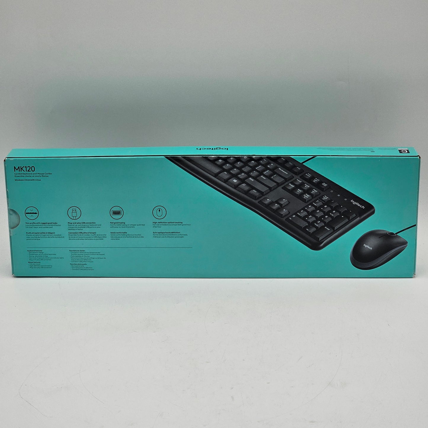 New Logitech MK120 Wired Membrane Keyboard Mouse 920-002565