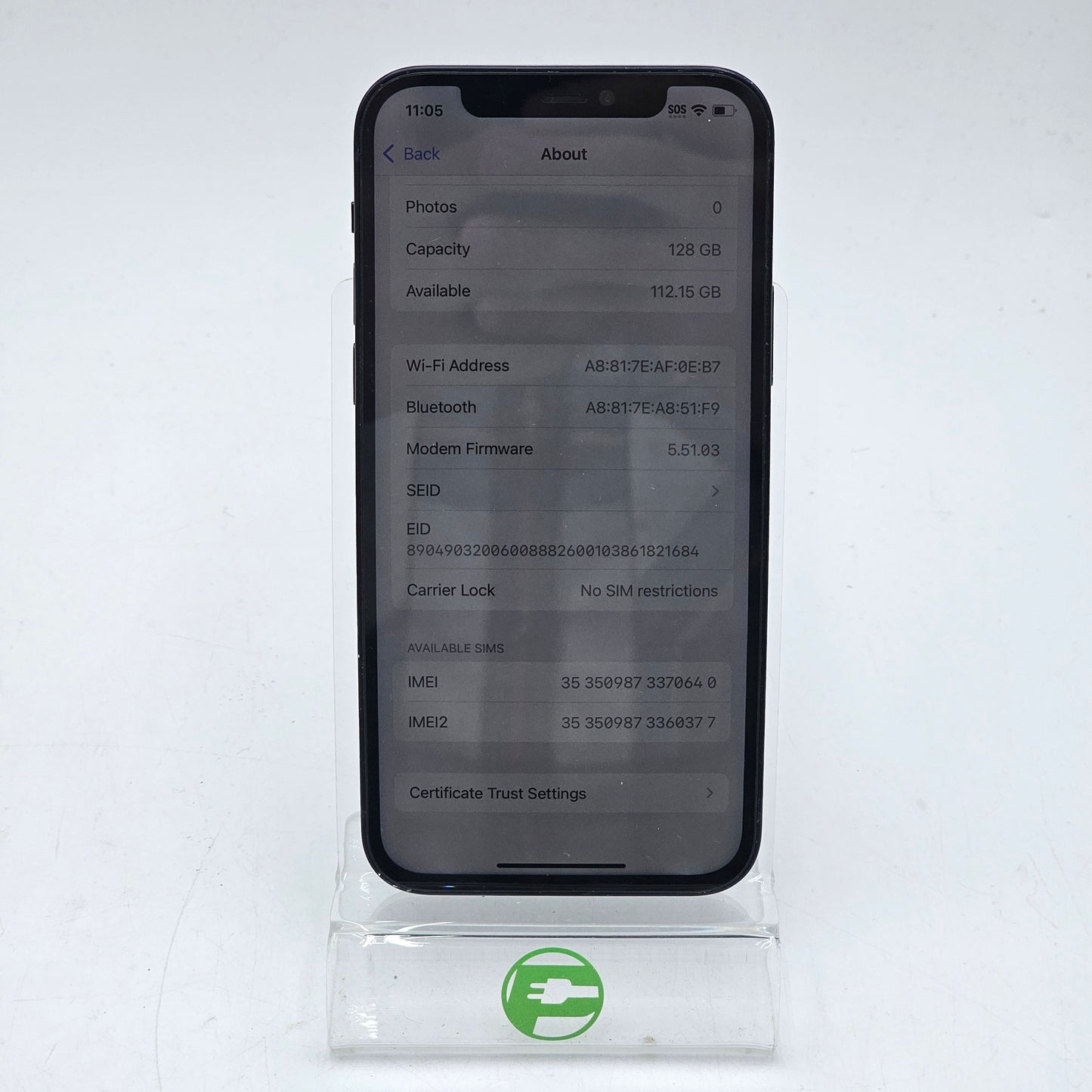 Unlocked Apple iPhone 12 128GB Black MGER3LL/A