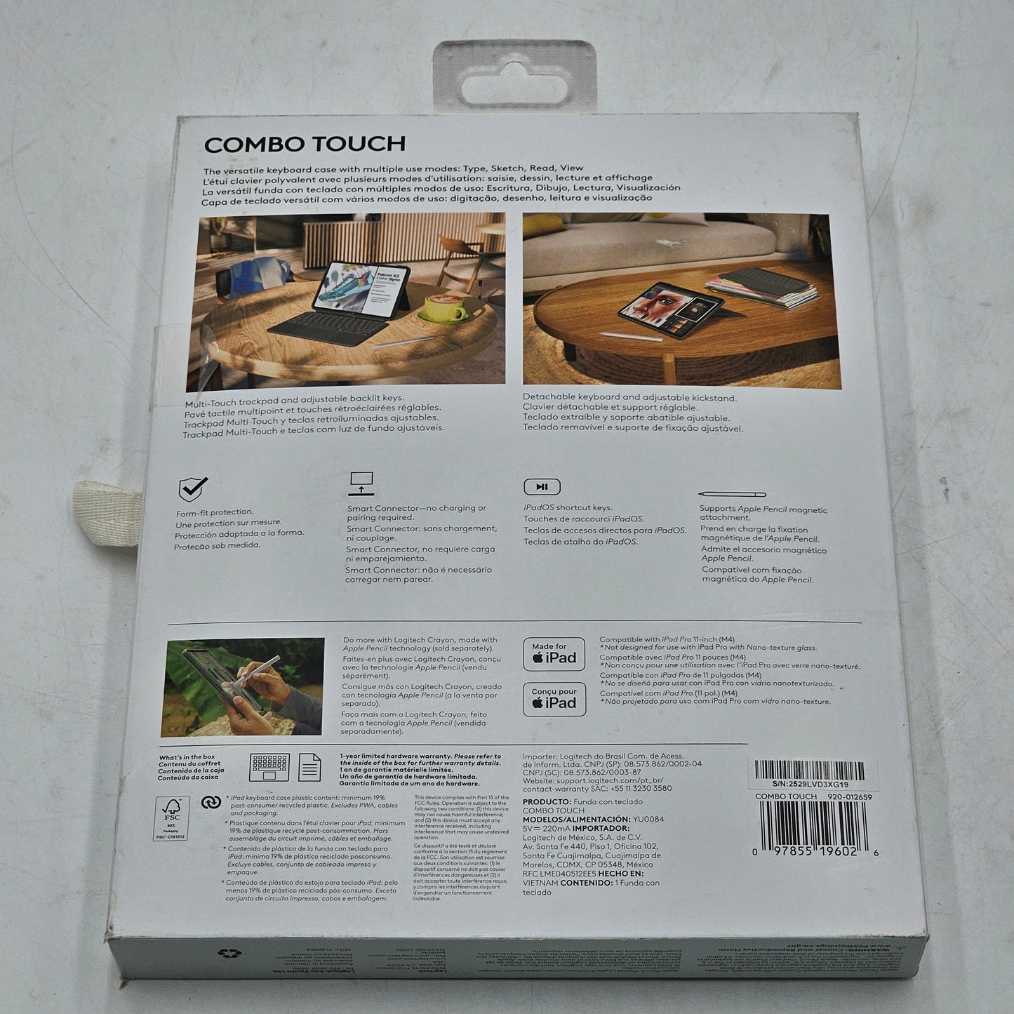 New Logitech Combo Touch for iPad Pro 11-inch M4 chip 920-012659