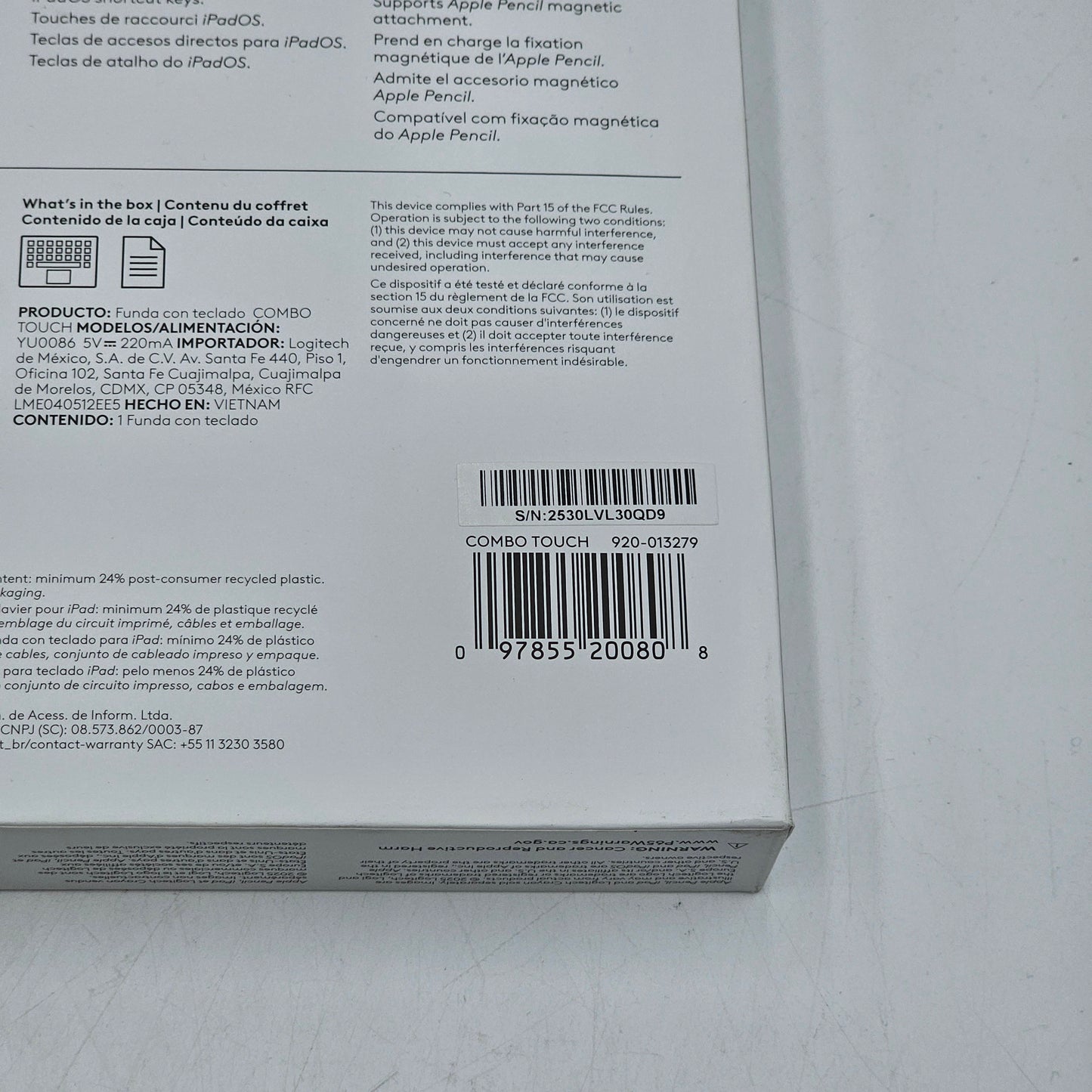 New Logitech Combo Touch for iPad Pro 11-inch M4 chip 920-013279