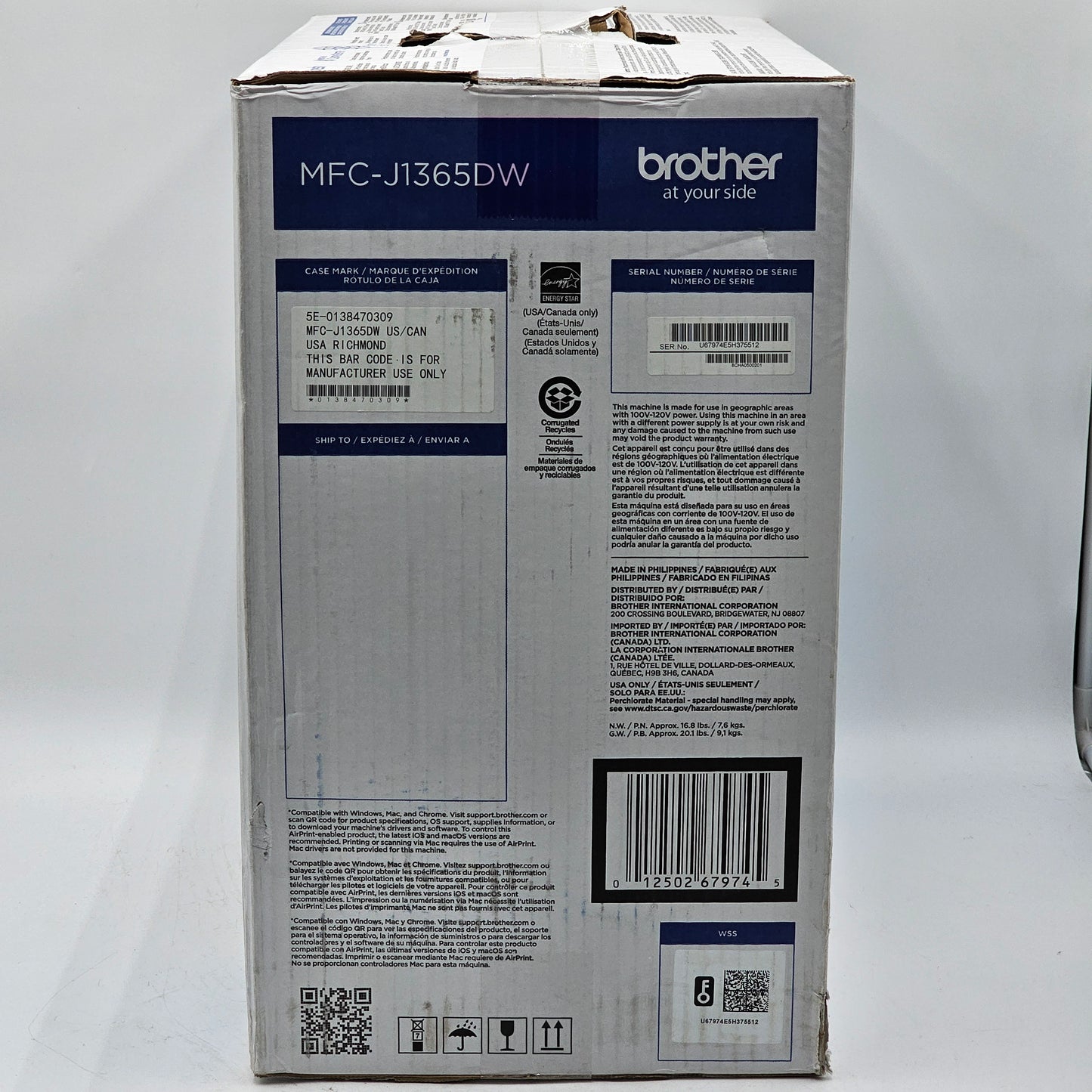 New Brother INKvestment Wireless Color All-in-One Inkjet Printer 1365