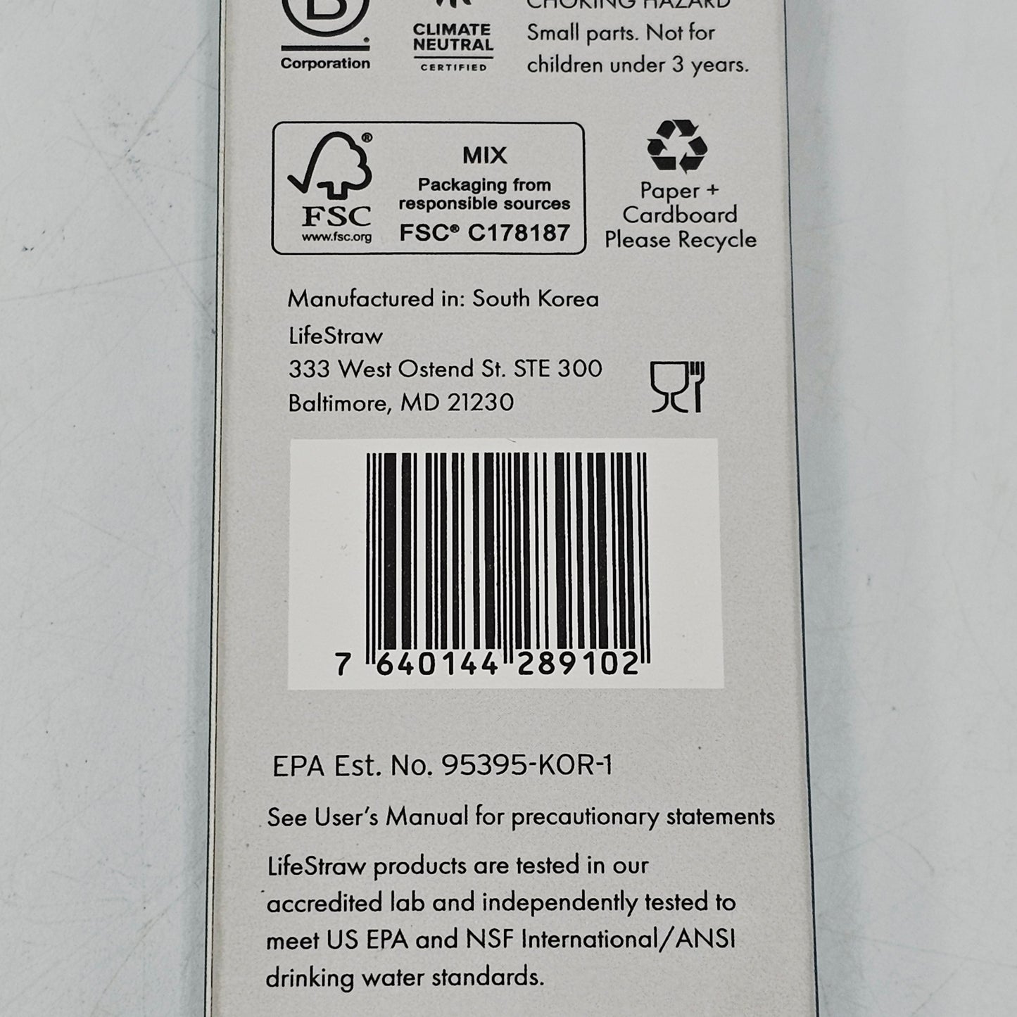 New LifeStraw SIP Water Filter Straw Blue