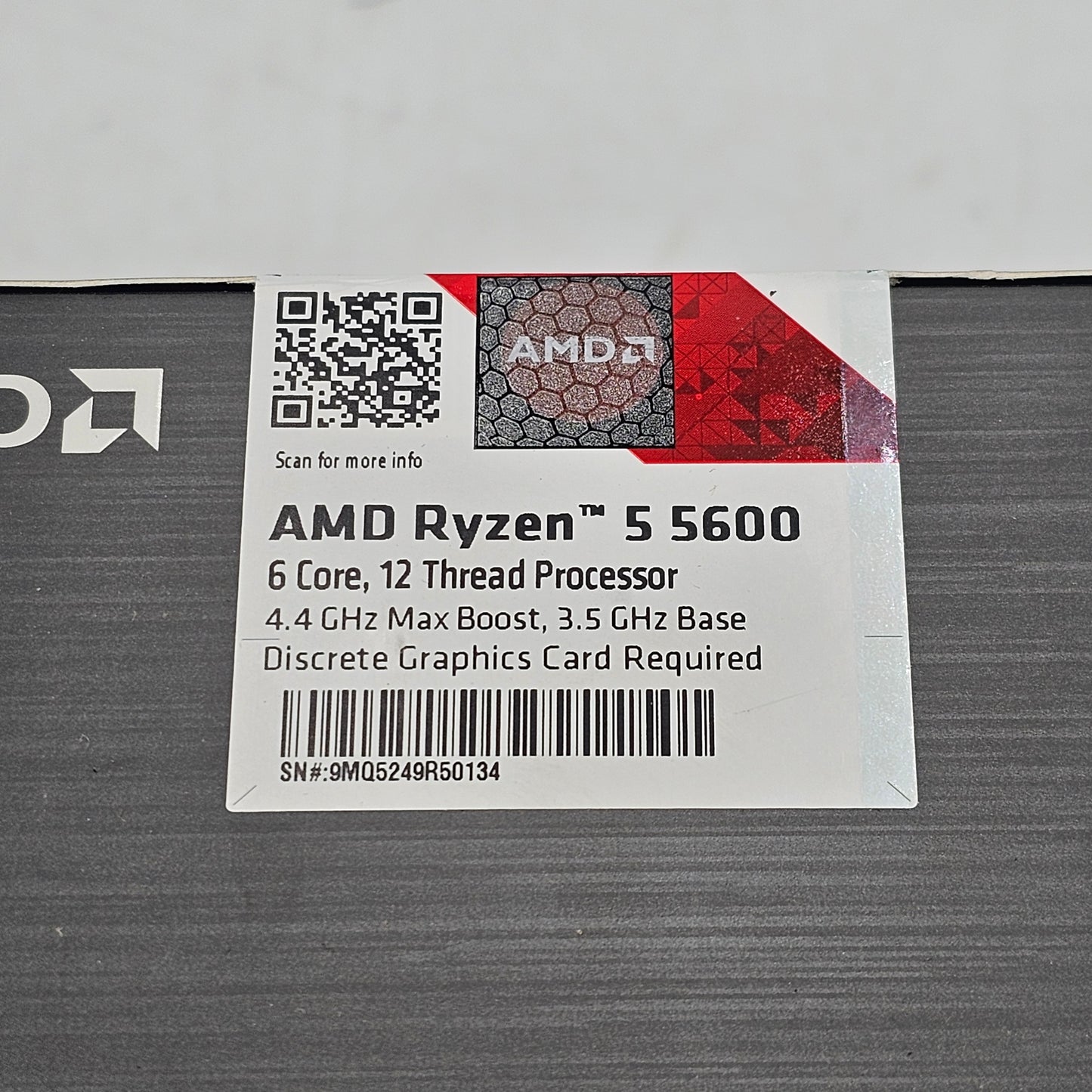 New AMD Ryzen 5 5600 3.50GHz 6 Core 100-000000927BOX 12 Thread CPU