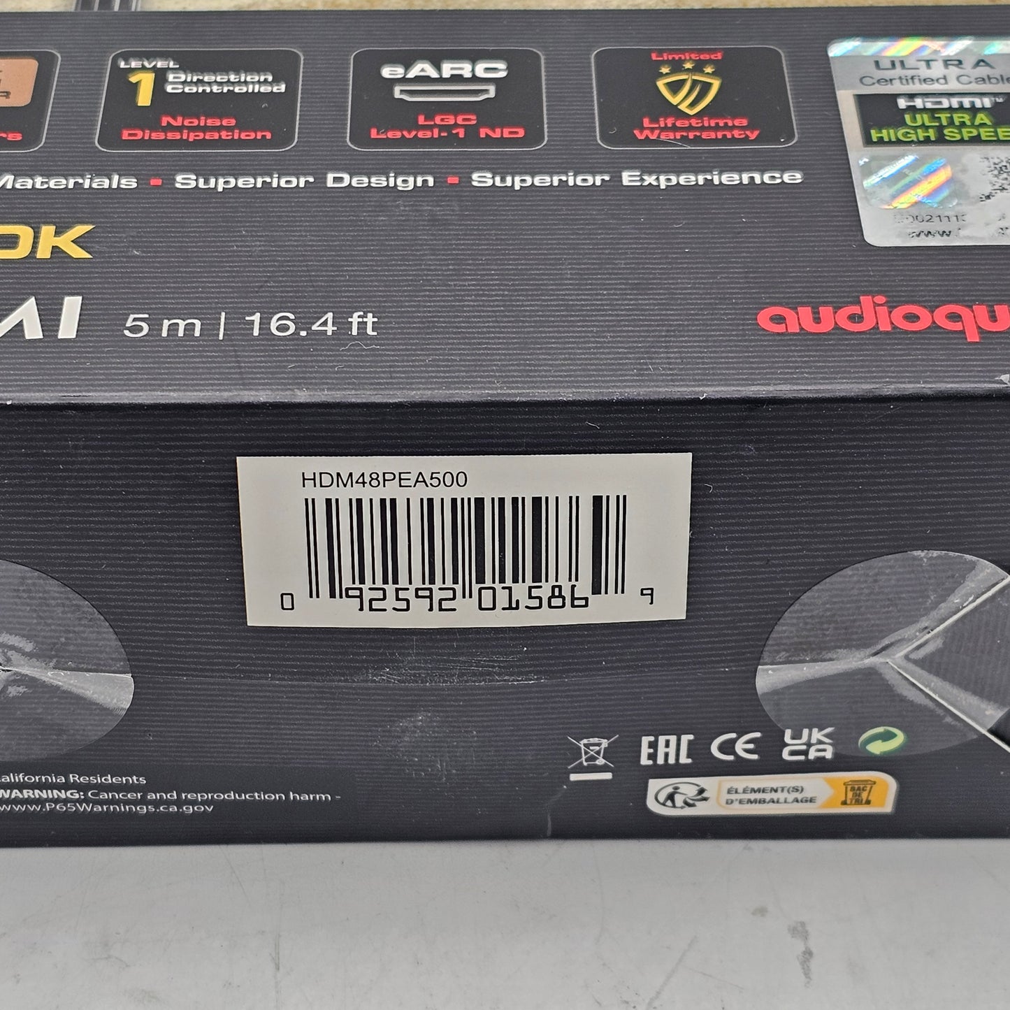 New AudioQuest Pearl 48 8K-10K 48Gbps Ultra High Speed HDMI Cable - 16.4 ft. (5m)