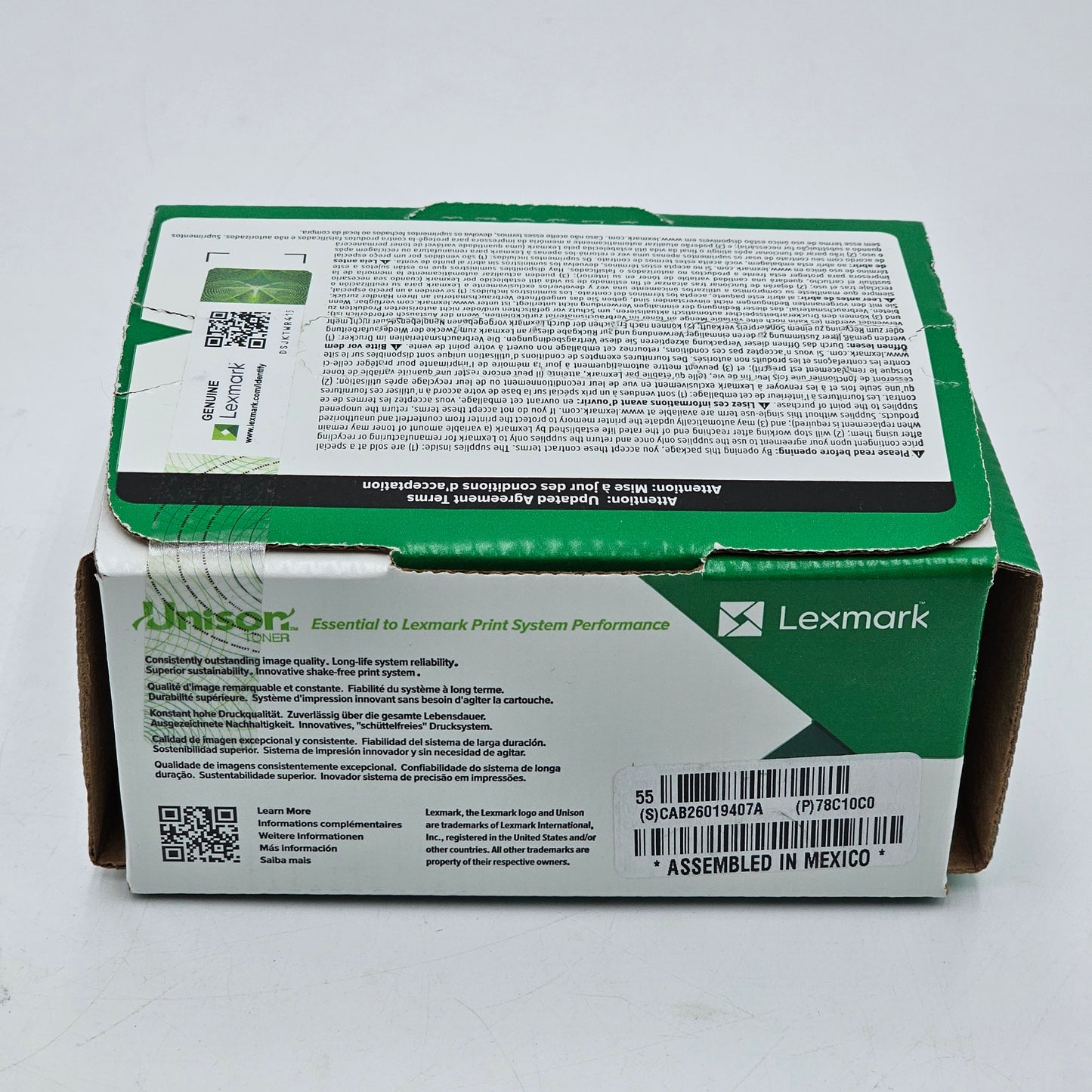 New Lexmark 78C10C0 Cyan Toner Cartridge