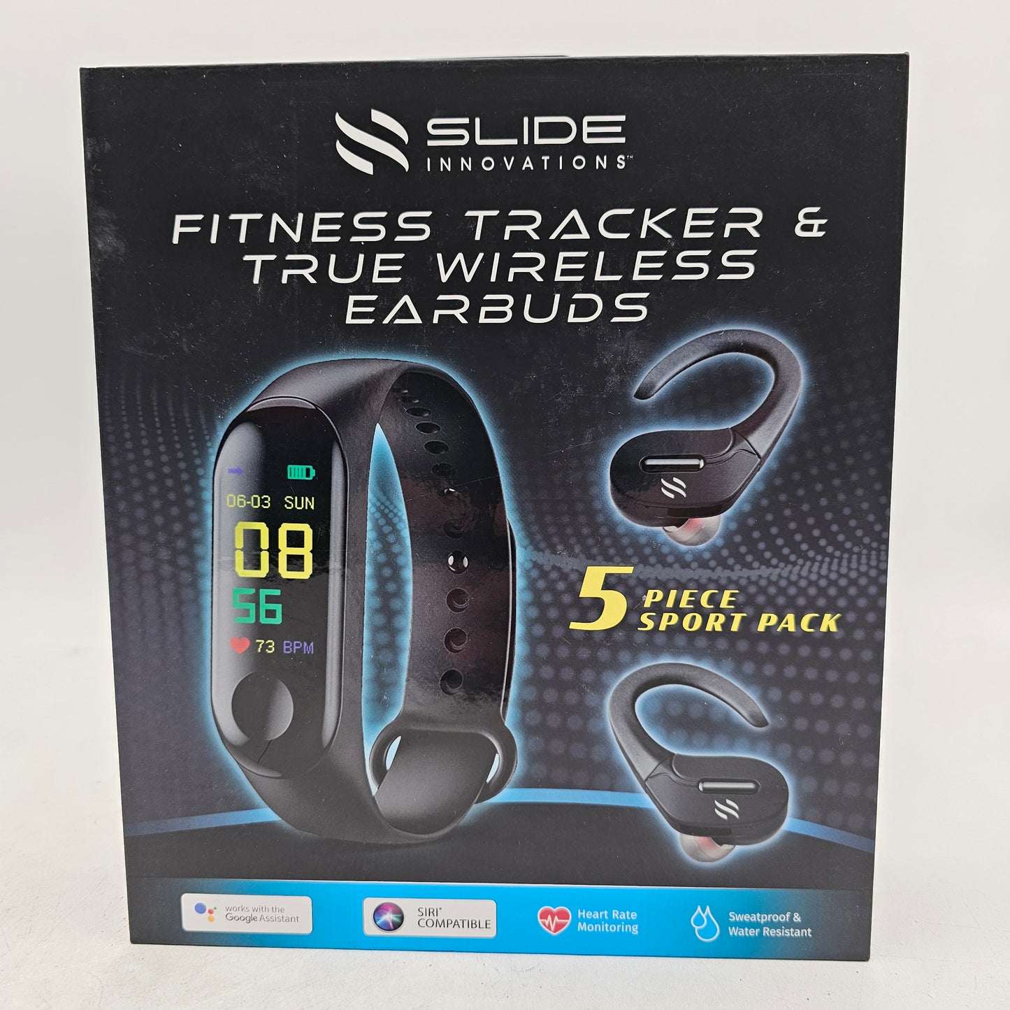 New SLIDE Innovations Fitness Tracker True Wireless Earbuds SCMB652