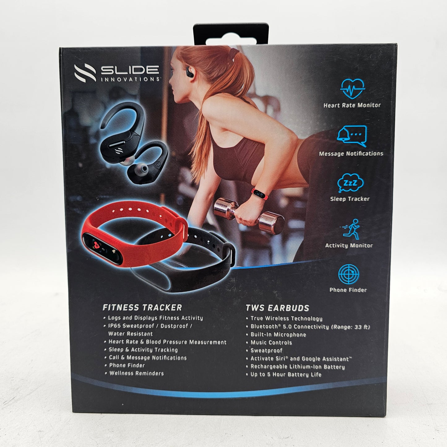 New SLIDE Innovations Fitness Tracker True Wireless Earbuds SCMB652