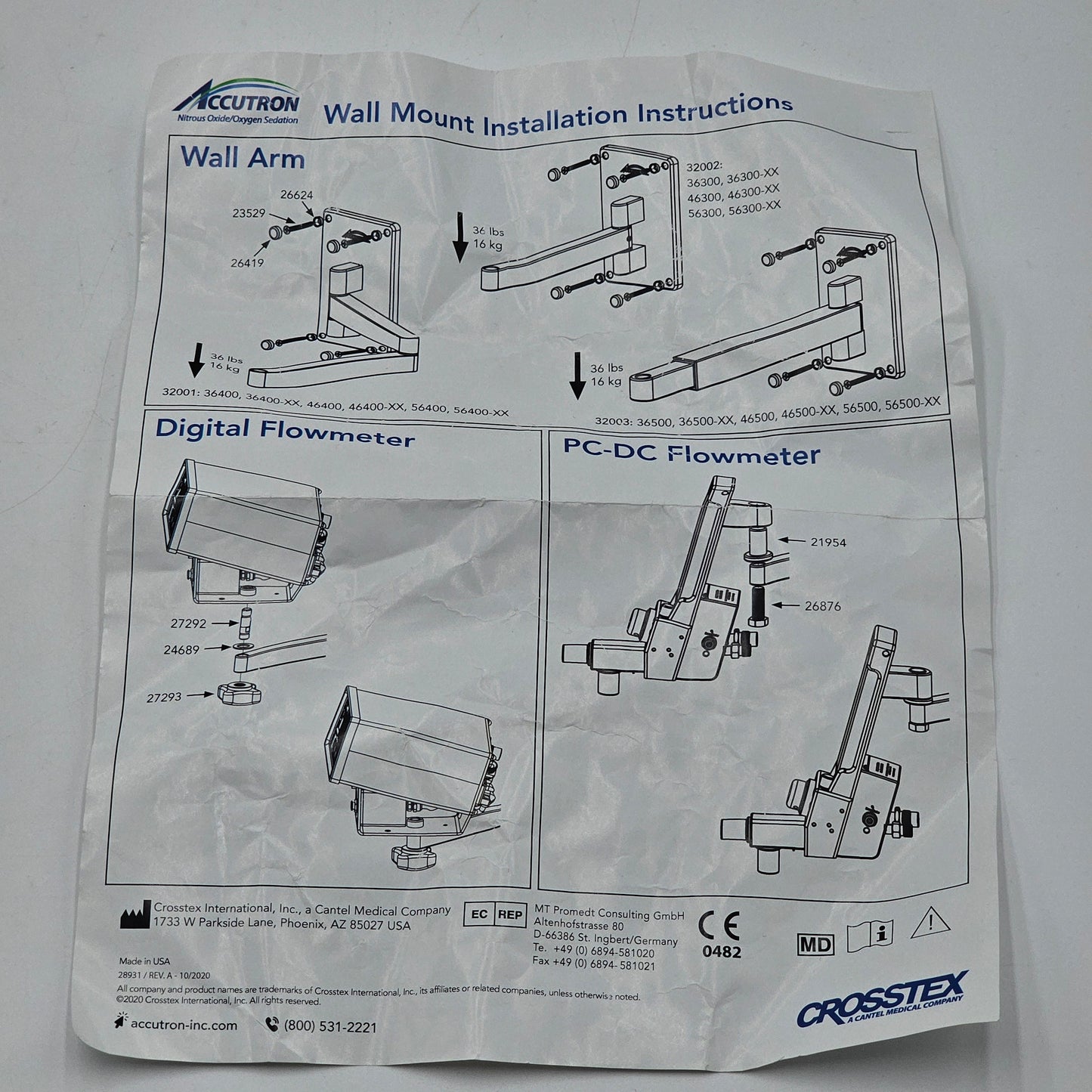 New Accutron Telescoping Wall Arm (Extends 12”-17”) 32003