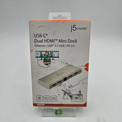 New J5 CREATE USBC Dual HDMI Mini Dock Ethernet USB Hub