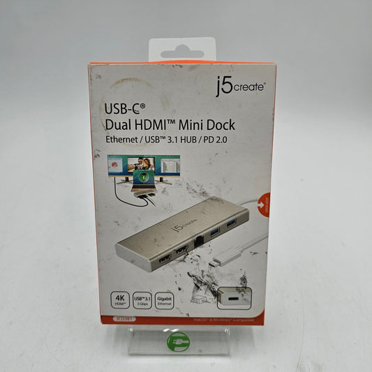 New J5 CREATE USBC Dual HDMI Mini Dock Ethernet USB Hub