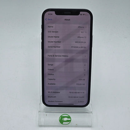 Broken Apple iPhone 12 128GB Black Unlocked MGJA3RU/A