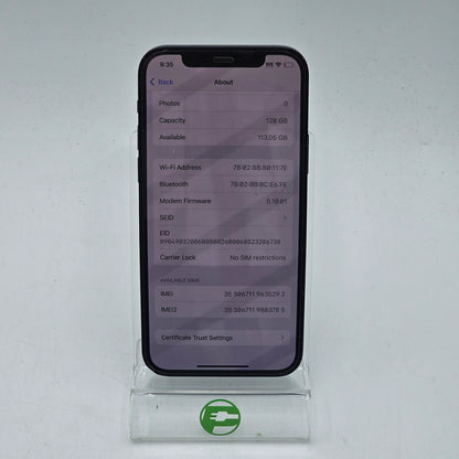 Broken Apple iPhone 12 128GB Black Unlocked MGJA3RU/A