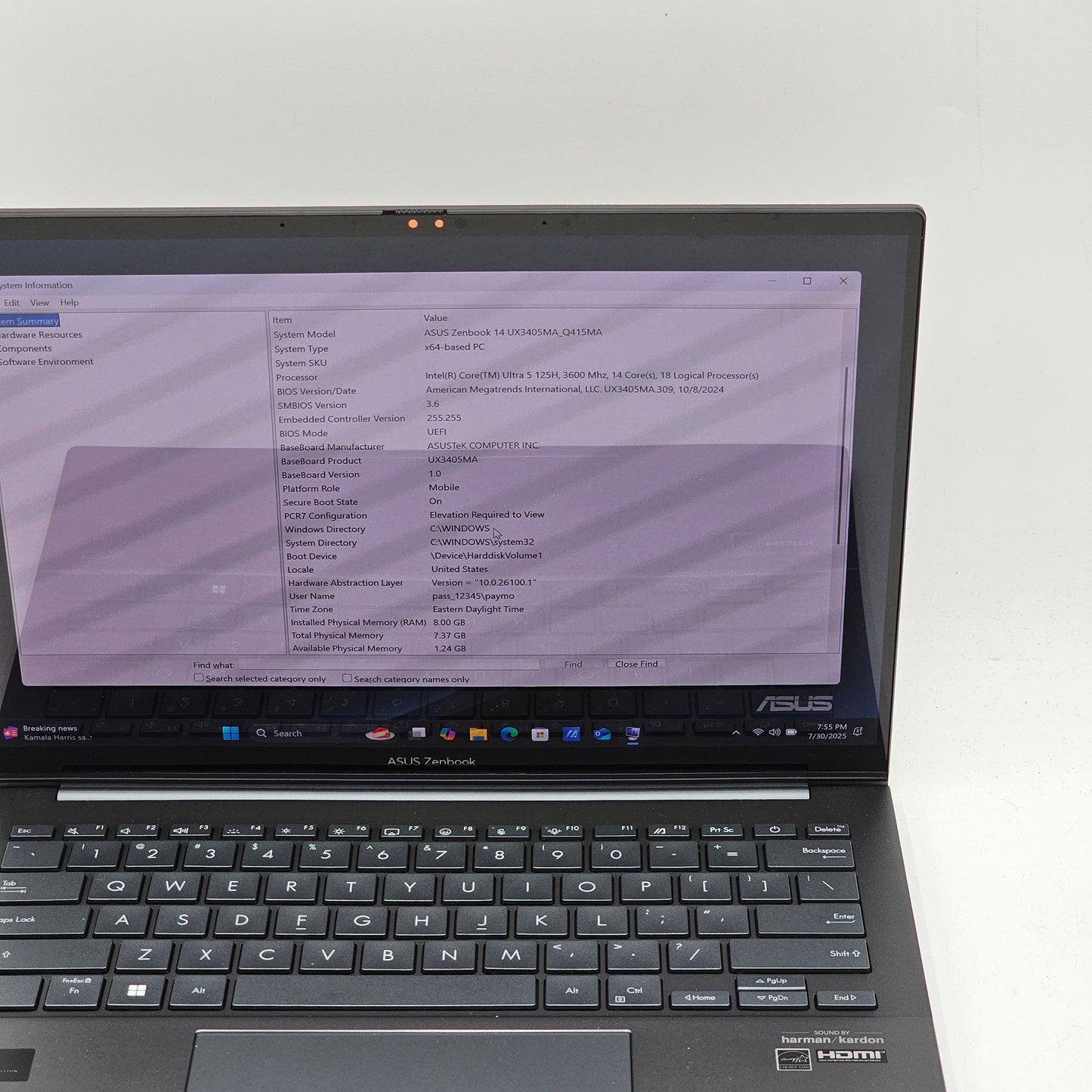 ASUS Zenbook Q415M 14-inch Core Ultra 5 125U 8GB RAM 512GB SSD Natural Silver