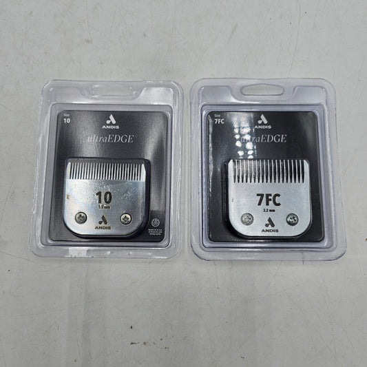 New Andis UltraEdge Size 10 1.5mm Andis UltraEdge Size 7FC 3.2mm Clipper Blades