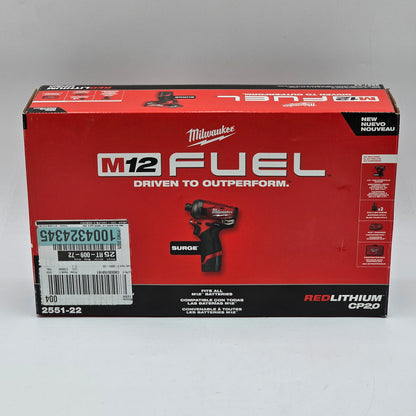 New Milwaukee M12 FUEL SURGE 12V 1/4 in. Hex Impact Driver Kit 2551-22