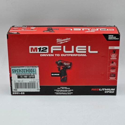 New Milwaukee M12 FUEL SURGE 12V 1/4 in. Hex Impact Driver Kit 2551-22