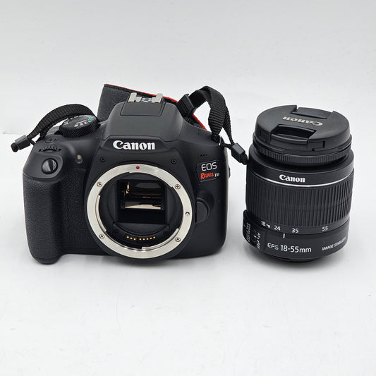 Canon EOS Rebel T6 with 18-55mm Lens Battery and Bag Black
