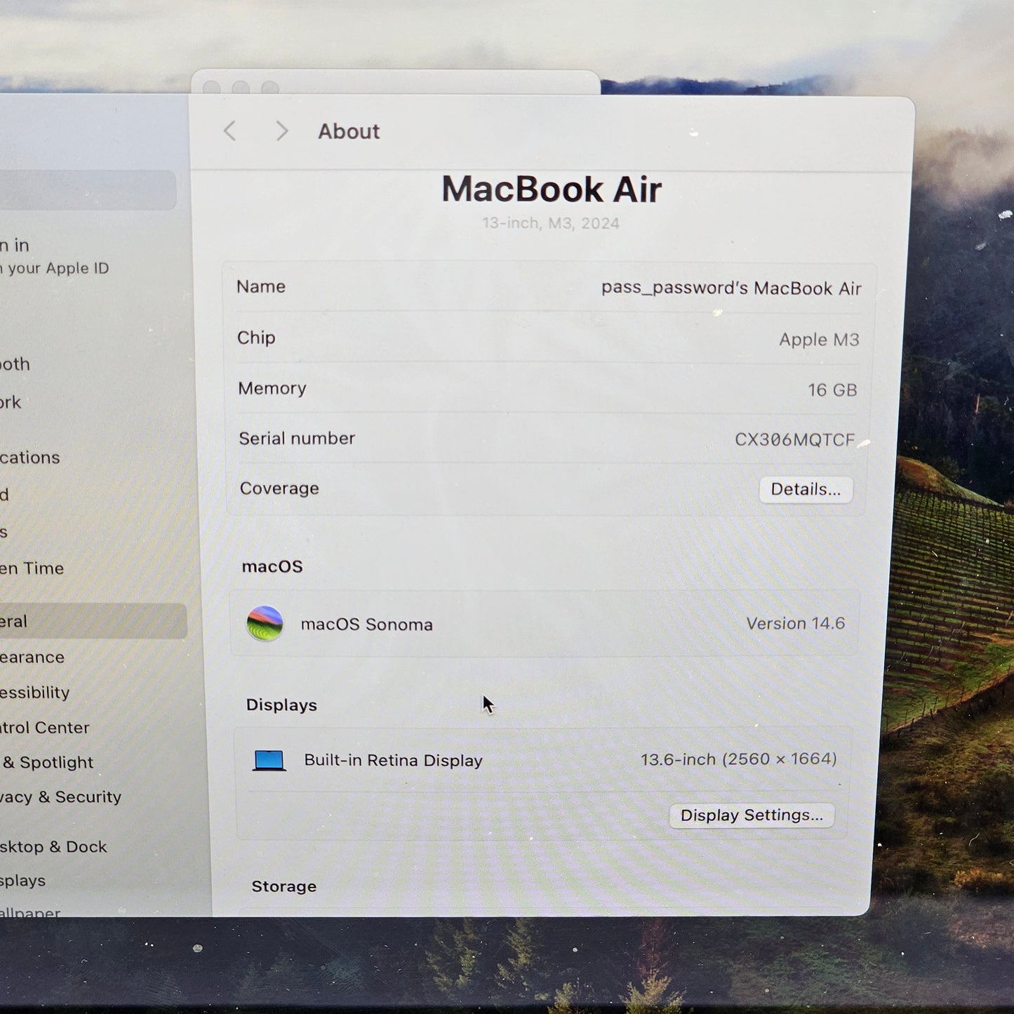 2024 Apple MacBook Air M3 4.0GHz 16GB 256GB Midnight 13.6"
