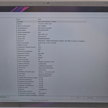 Acer Nitro 5 Ryzen 7 6800H 16GB 1TB RTX 3060 Black Laptop