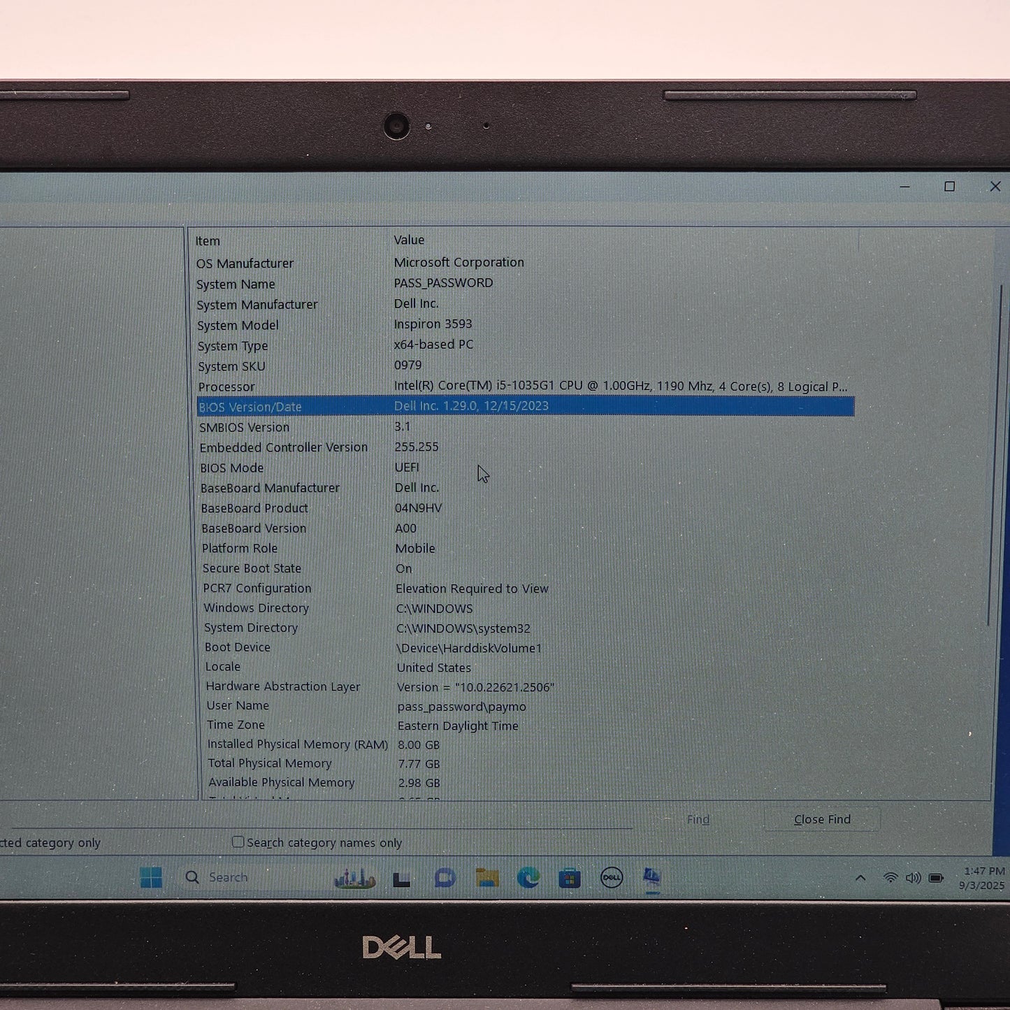 DELL Inspiron 15 3000 15.6" i3-5005U 2.0GHz 4GB RAM 500GB SSD