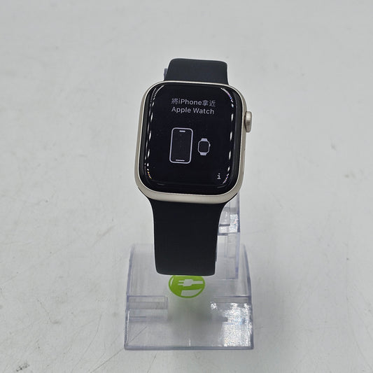 GPS Only Apple Watch Series 9 45MM Silver Aluminum Black Sport Band MR9E3LL/A