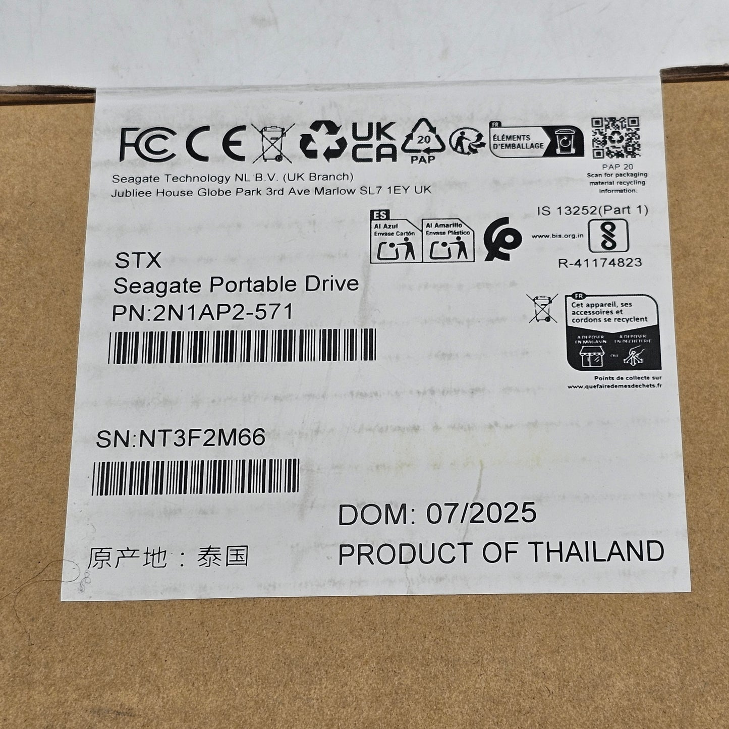 New Seagate Portable Drive 2TB HDD 2N1AP2-571