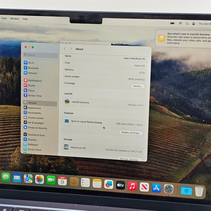 2022 Apple MacBook Air 13.6" M2 3.5GHz 8GB RAM 256GB SSD Midnight A2681