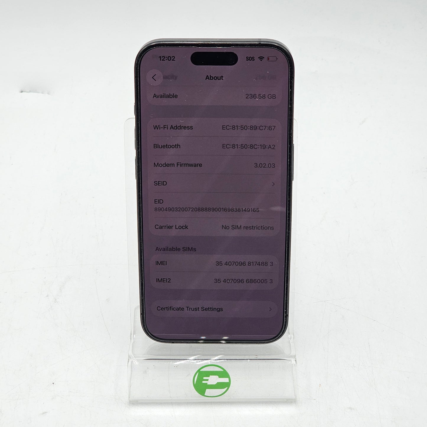 Unlocked Apple iPhone 15 Pro 256GB Black MTQR3LL/A