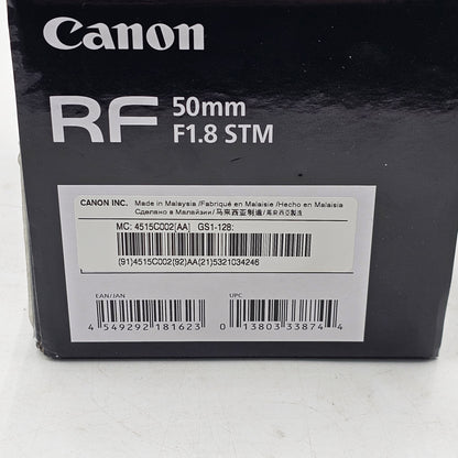 New Canon RF RF 50MM F1.8 STM f/1.8 50mm f/1.8 Fixed/Prime Lens