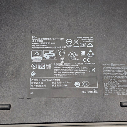 Dell OptiPlex 3070 Micro 0J1KX i5-8500T 2.10GHz 8GB RAM 500GB SSD