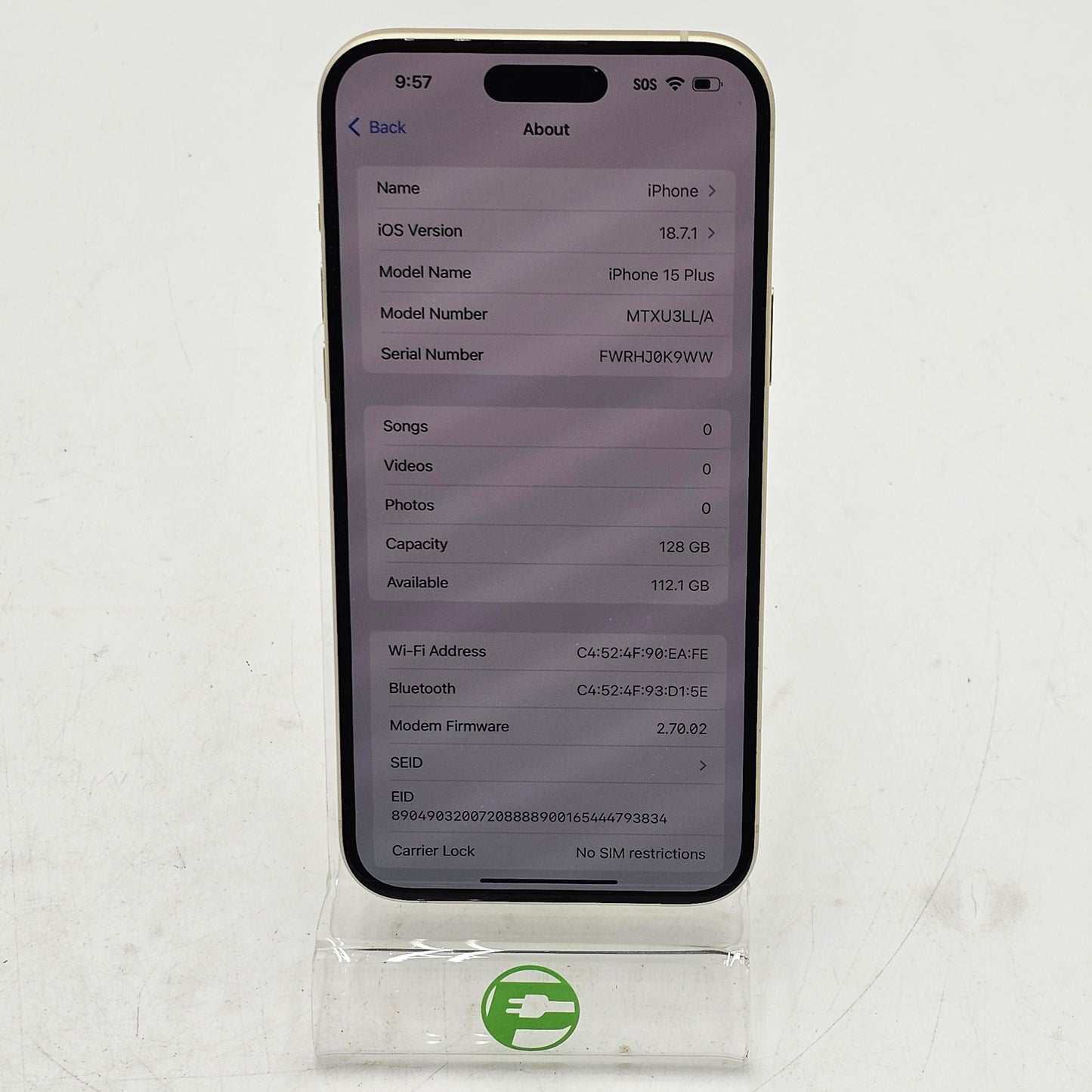 Unlocked Apple iPhone 15 Plus 128GB Yellow MTXU3LL/A