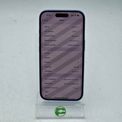 T-Mobile Apple iPhone 16 128GB blue MYAT3LL/A