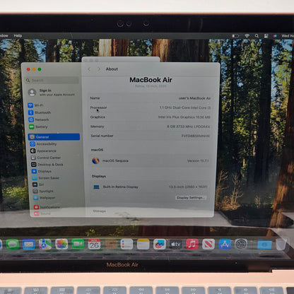 2020 Apple MacBook Air 13.3" i3 1.1GHz 8GB RAM 256GB SSD Gold A2179