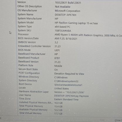 HP Pavilion 15.6" Ryzen 5 4600H 3.0GHz 16GB RAM 512GB SSD GeForce GTX 1650