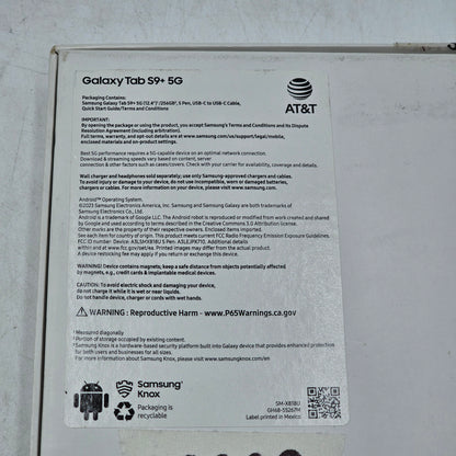 AT&T Samsung Galaxy Tab S9 Plus 12.4" 256GB Black SM-X818U