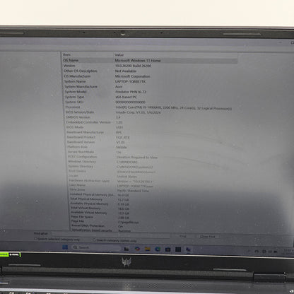 Acer Predator Helios 16 i9-14900HX 2.2GHz 16GB RAM 1TB SSD GeForce RTX 4060