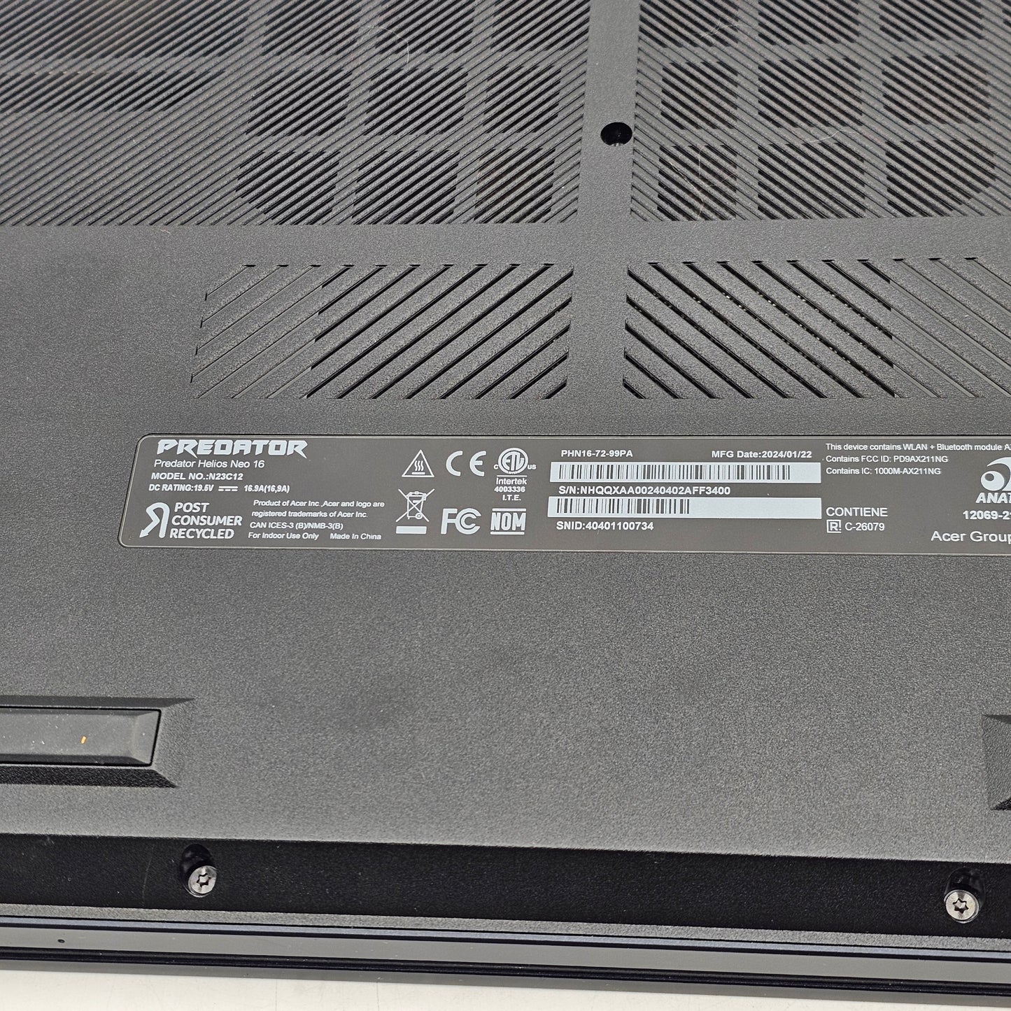 Acer Predator Helios 16 i9-14900HX 2.2GHz 16GB RAM 1TB SSD GeForce RTX 4060