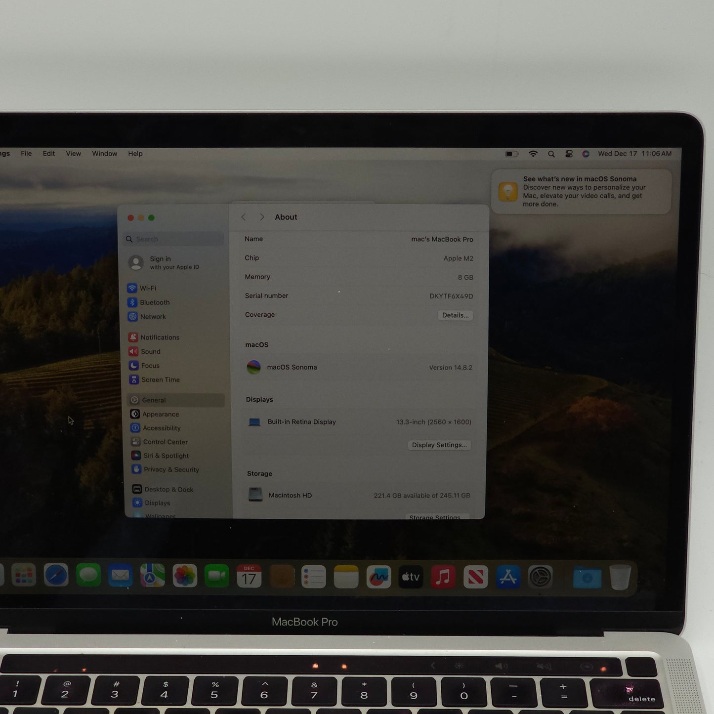 2022 Apple MacBook Pro 13.3" M2 10 Core 3.5GHz 8GB RAM 256GB SSD A2336