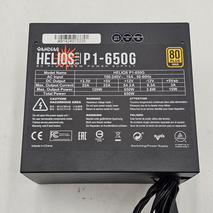 GAMDIAS Helios 80 Plus Gold PSU P1-650G 650W Semi Modular Power Supply