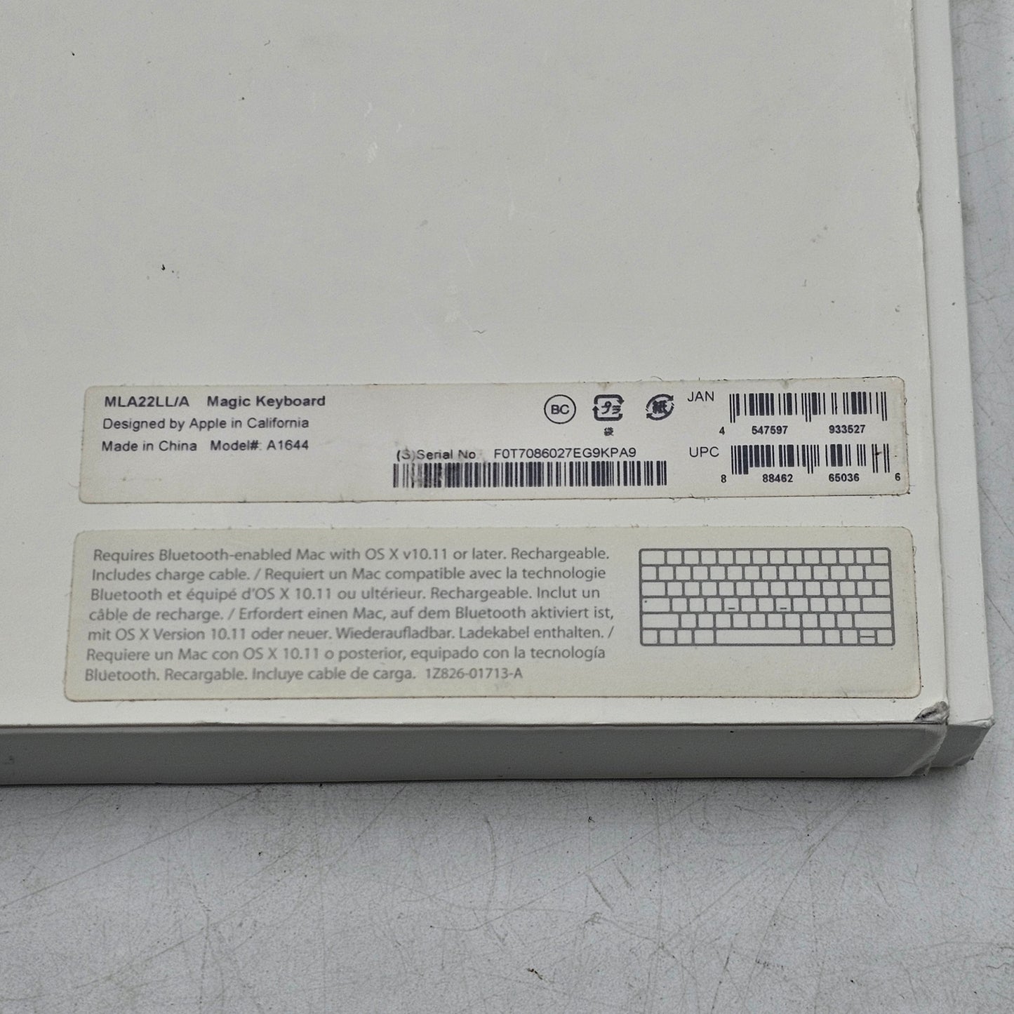 Apple Magic Keyboard Silver MLA22LL/A