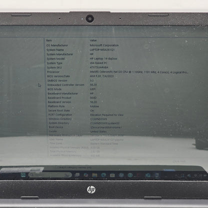 HP Laptop 14-DQ0020NR 14" Intel® Celeron® N4120 1.1GHz 4GB RAM 64GB SSD