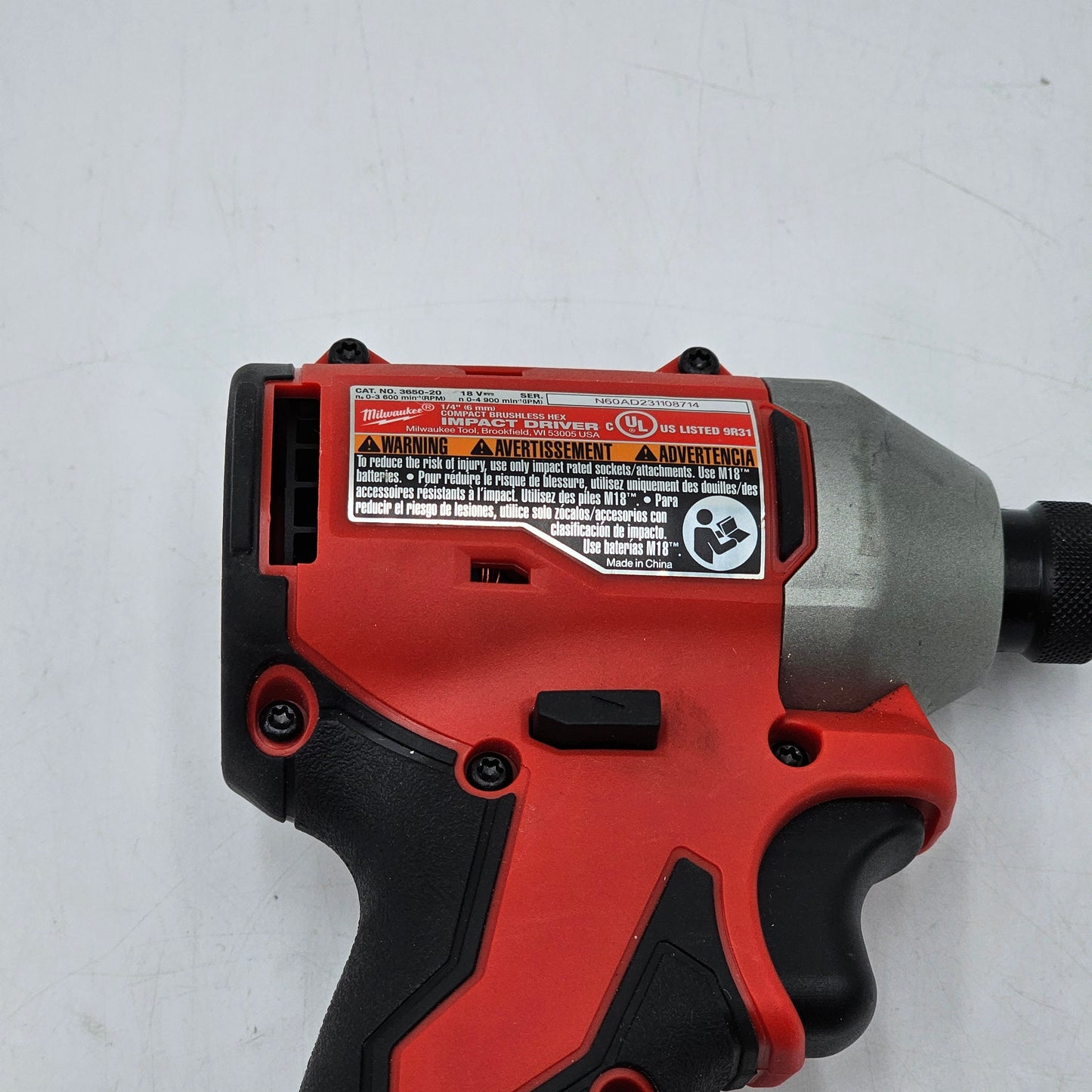 Milwaukee 3650-20 M18 18V Impact Driver 1/4"