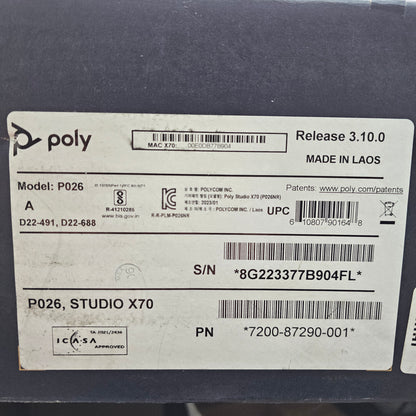 New POLYCOM Poly Studio x70 All-In-One Video Bar P026