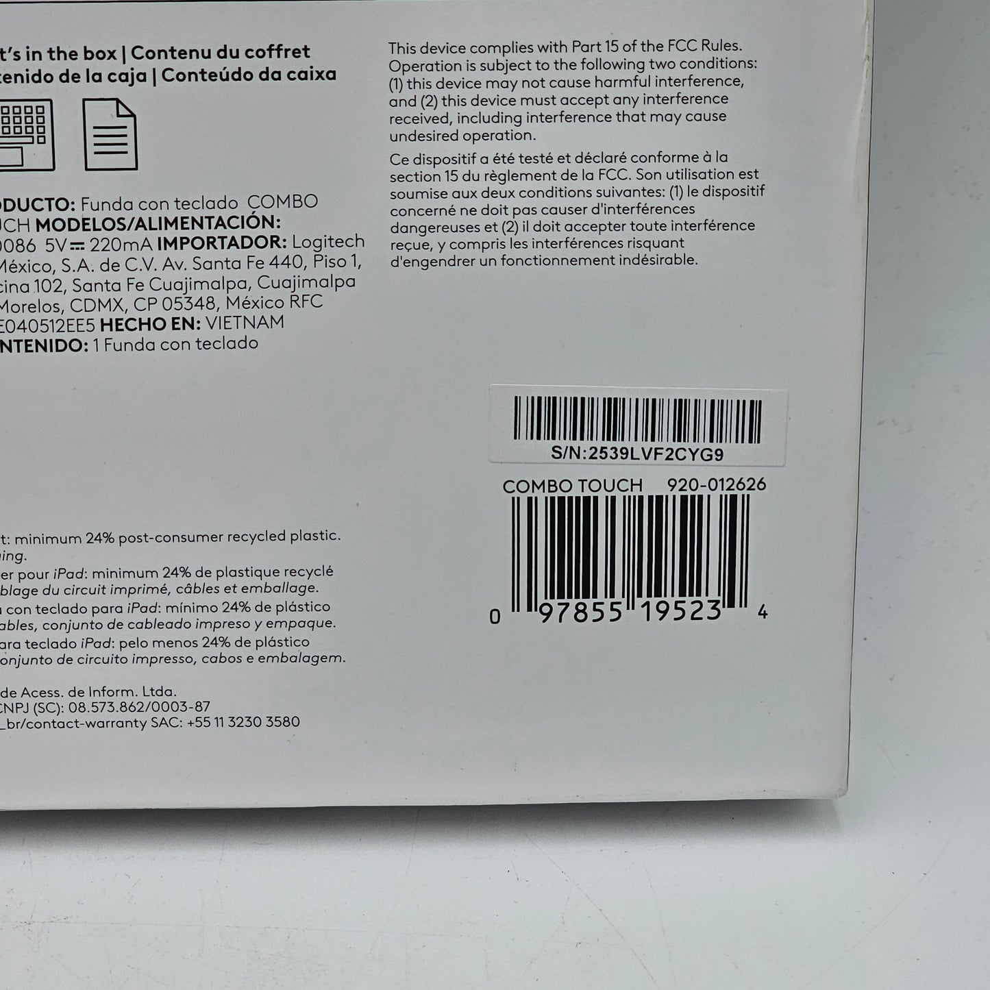 New Logitech Combo Touch iPad Air 11-inch  M2 & M3 920-012626