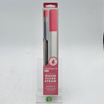 New LifeStraw Water Filter Straw Stainless Steel 95395-KOR-1 Pink